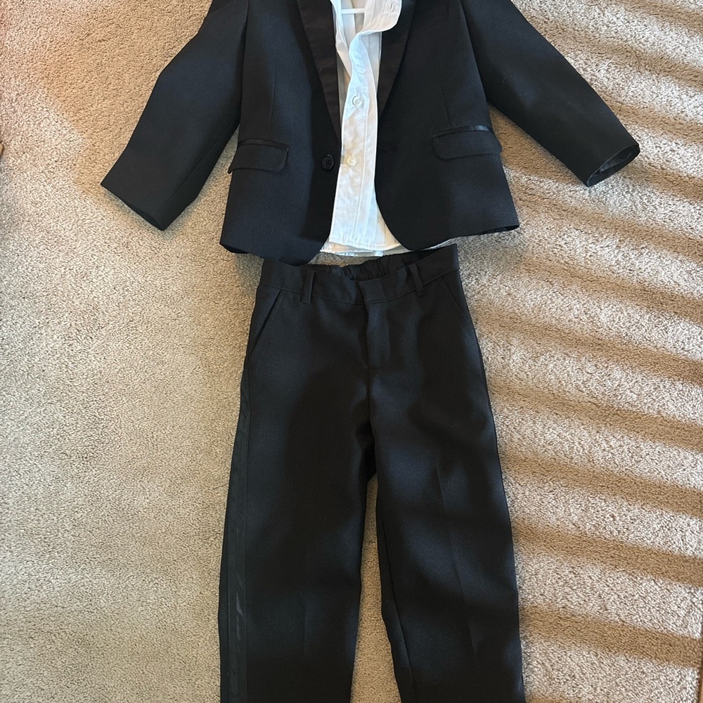 Nautica Black Boys 3-Piece Suit Set with White Shirt